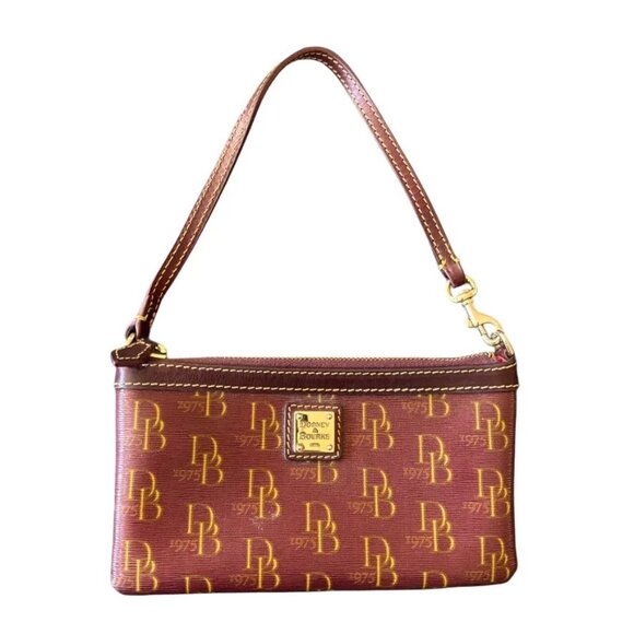 DOONEY & BOURKE Signature Monogram 1975 Wristlet in Merlot Red - Picture 2 of 10